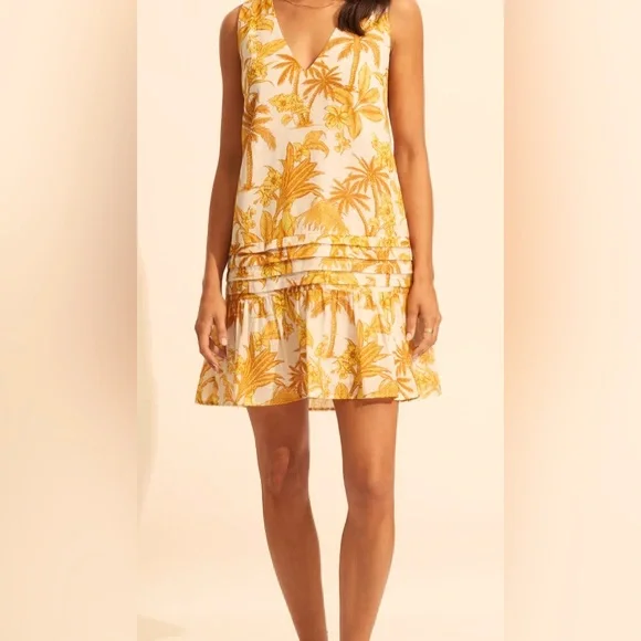 Seafolly Cast Away Tuscan Sun 100% Cotton Beach Cover Up Dress SzM - Picture 1 of 14